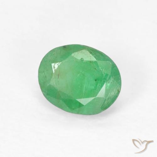 0.40 ct Green Emerald Stone, Natural Emerald in Oval Facet Shape for Sale