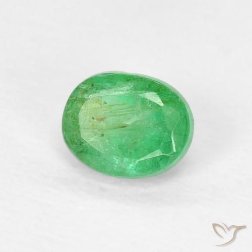 0.42 ct Green Emerald Stone, Natural Emerald in Oval Facet Shape for Sale