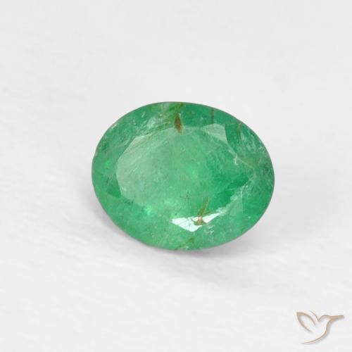 0.40 ct Green Emerald Stone, Natural Emerald in Oval Facet Shape for Sale