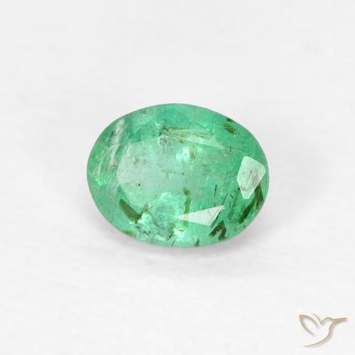 0.34 ct Green Emerald Stone, Natural Emerald in Oval Facet Shape for Sale