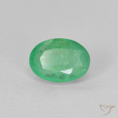 0.49 ct Green Emerald Stone, Natural Emerald in Oval Facet Shape for Sale
