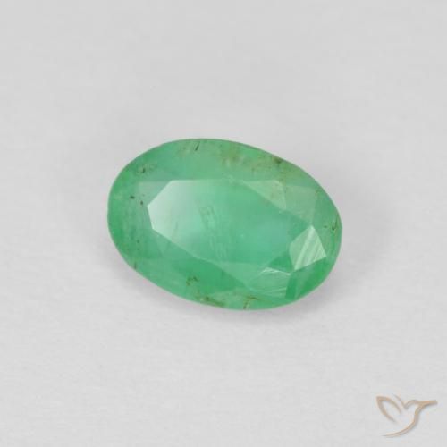 0.40 ct Green Emerald Stone, Natural Emerald in Oval Facet Shape for Sale