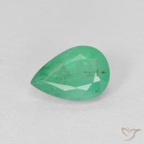 0.43ct Natural Light Green Emerald, Pear Shape, VS-SI