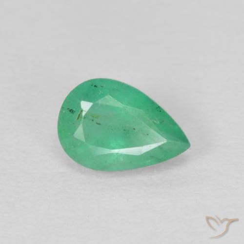 0.43 ct Green Emerald Stone, Natural Emerald in Pear Facet Shape for Sale