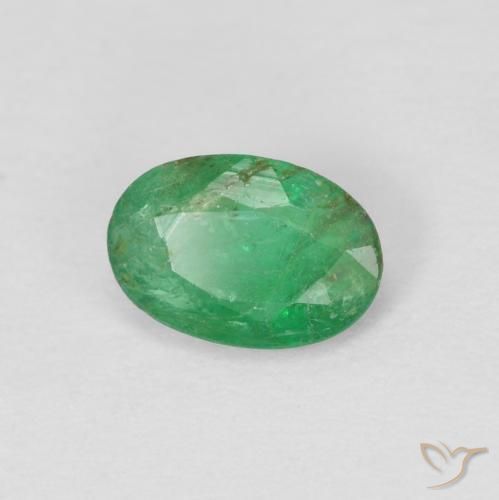 0.40 ct Green Emerald Stone, Natural Emerald in Oval Facet Shape for Sale