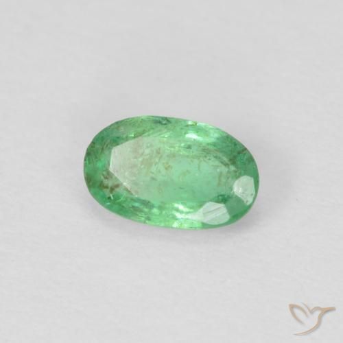 0.21 ct Green Emerald Stone, Natural Emerald in Oval Facet Shape for Sale