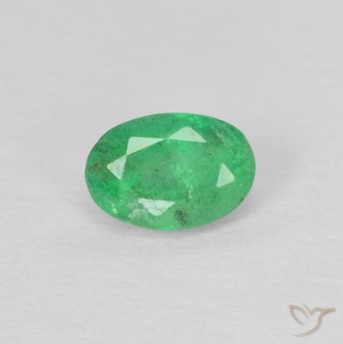 0.23 ct Green Emerald Gemstone, Emerald Gem in Oval Facet Shape for Sale.