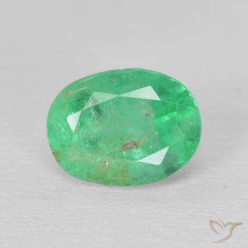 0.41 ct Green Emerald Gemstone, Emerald Gem in Oval Facet Shape for Sale.
