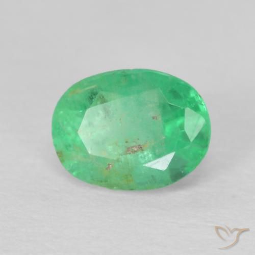 0.41 ct Green Emerald Stone, Natural Emerald in Oval Facet Shape for Sale