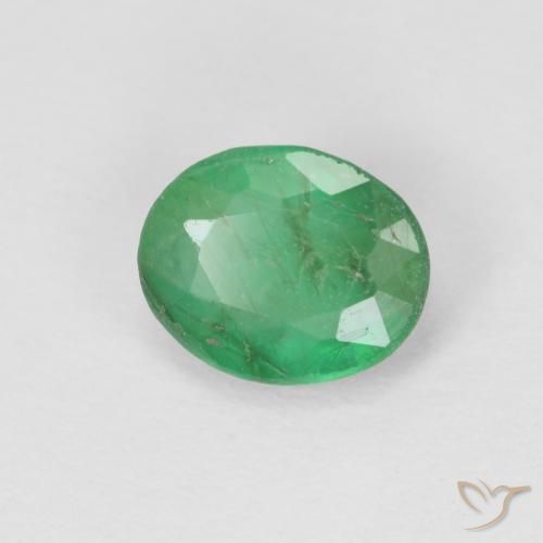 0.71 ct Green Emerald Stone, Natural Emerald in Oval Facet Shape for Sale