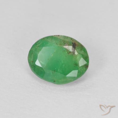 0.58 ct Green Emerald Stone, Natural Emerald in Oval Facet Shape for Sale