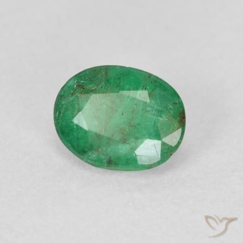 0.60 ct Green Emerald Stone, Natural Emerald in Oval Facet Shape for Sale