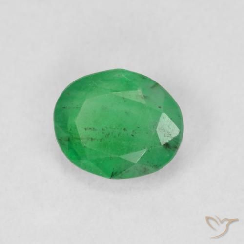 0.61 ct Green Emerald Stone, Natural Emerald in Oval Facet Shape for Sale