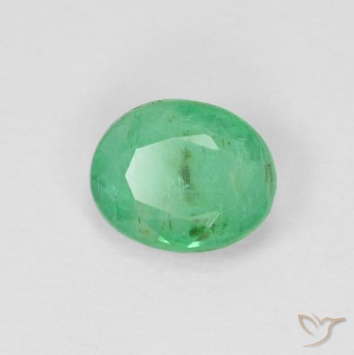 0.67 ct Green Emerald Stone, Natural Emerald in Oval Facet Shape for Sale