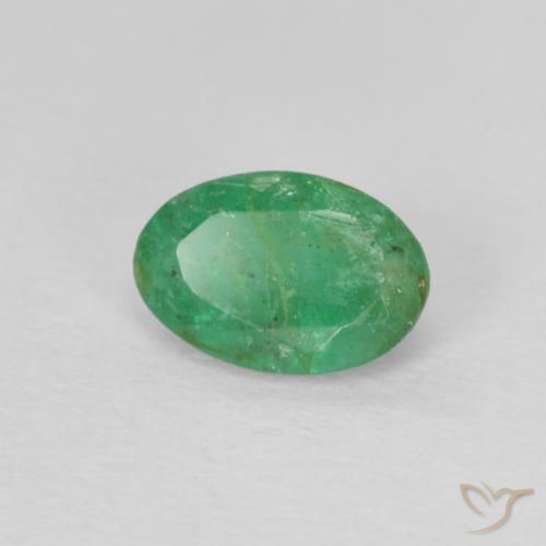0.43 ct Green Emerald Stone, Natural Emerald in Oval Facet Shape for Sale