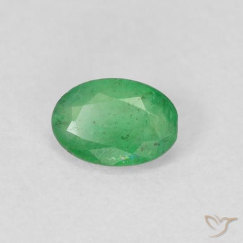 0.34 ct Green Emerald Stone, Natural Emerald in Oval Facet Shape for Sale