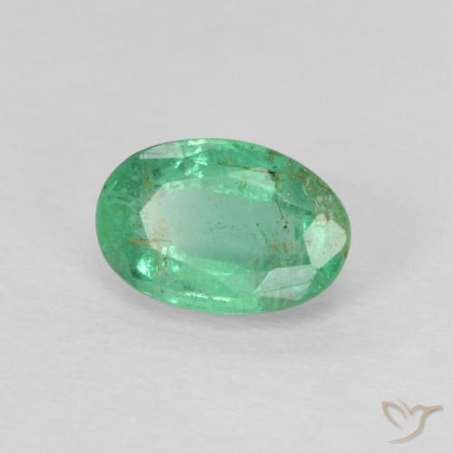 0.56 ct Green Emerald Stone, Natural Emerald in Oval Facet Shape for Sale