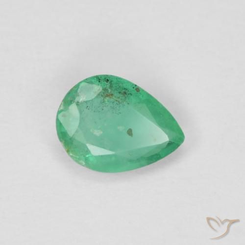 0.25 ct Green Emerald Stone, Natural Emerald in Pear Facet Shape for Sale
