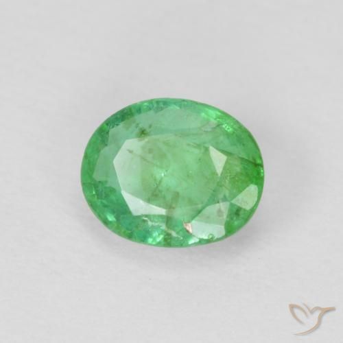 0.40 ct Green Emerald Stone, Natural Emerald in Oval Facet Shape for Sale