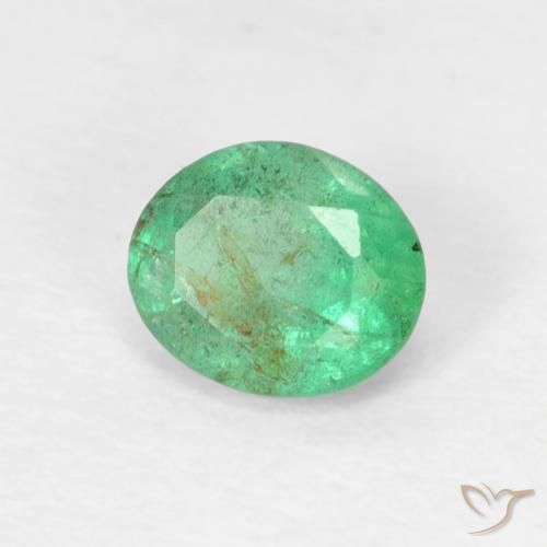0.39 ct Green Emerald Stone, Natural Emerald in Oval Facet Shape for Sale