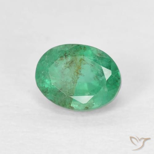 0.47 ct Green Emerald Stone, Natural Emerald in Oval Facet Shape for Sale