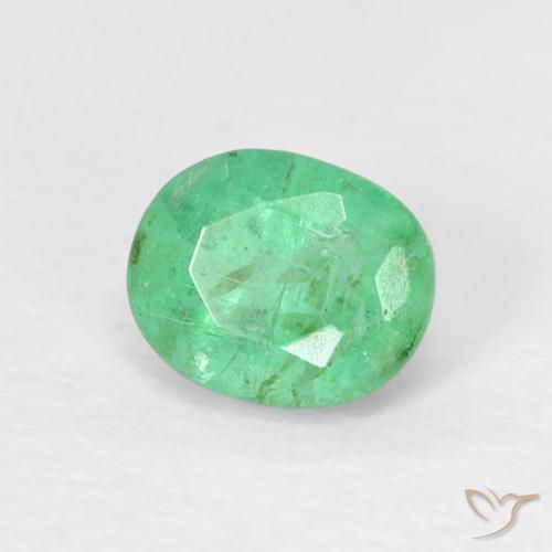 0.47 ct Green Emerald Stone, Natural Emerald in Oval Facet Shape for Sale