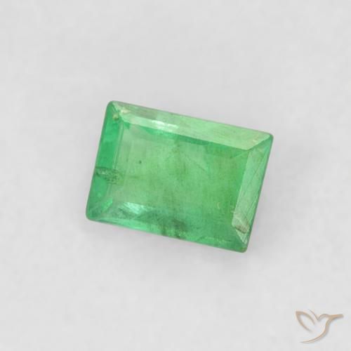 0.20 ct Green Emerald Stone, Natural Emerald in Baguette Facet Shape for Sale