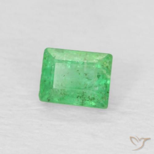 0.20 ct Green Emerald Stone, Natural Emerald in Baguette Facet Shape for Sale