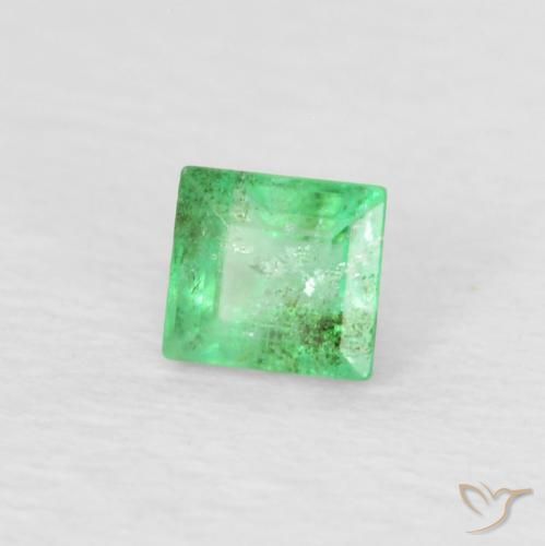 0.18 ct Green Emerald Stone, Natural Emerald in Baguette Facet Shape for Sale