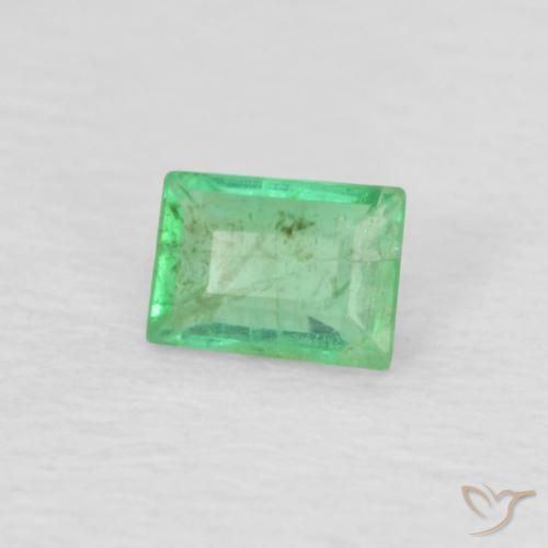 0.15 ct Green Emerald Stone, Natural Emerald in Baguette Facet Shape for Sale