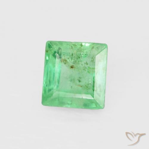 0.20 ct Green Emerald Stone, Natural Emerald in Square Facet Shape for Sale