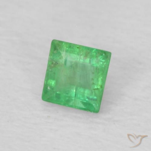 0.16 ct Green Emerald Stone, Natural Emerald in Square Facet Shape for Sale