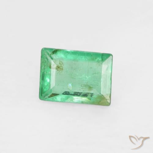 0.15 ct Green Emerald Stone, Natural Emerald in Baguette Facet Shape for Sale