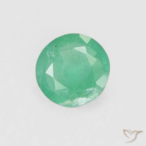 0.16 ct Green Emerald Stone, Natural Emerald in Round Facet Shape for Sale