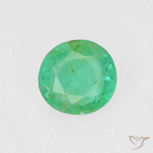 0.17 ct Green Emerald Gemstone, Emerald Gem in Round Facet Shape for Sale.