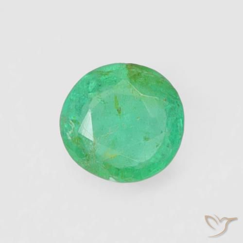 0.17 ct Green Emerald Stone, Natural Emerald in Round Facet Shape for Sale
