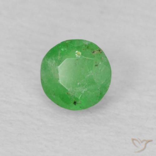 0.15 ct Green Emerald Stone, Natural Emerald in Round Facet Shape for Sale