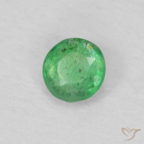0.12 ct Green Emerald Stone, Natural Emerald in Round Facet Shape for Sale