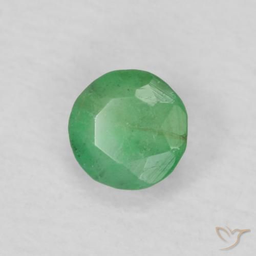 0.16 ct Green Emerald Stone, Natural Emerald in Round Facet Shape for Sale