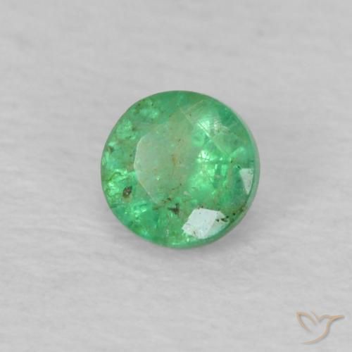 0.15 ct Green Emerald Stone, Natural Emerald in Round Facet Shape for Sale