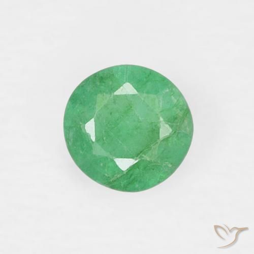0.14 ct Green Emerald Gemstone, Emerald Gem in Round Facet Shape for Sale.