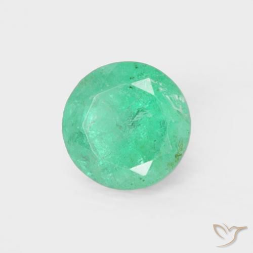 0.25 ct Green Emerald Stone, Natural Emerald in Round Facet Shape for Sale
