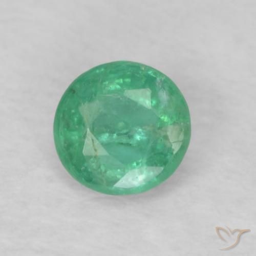 0.15 ct Green Emerald Stone, Natural Emerald in Round Facet Shape for Sale