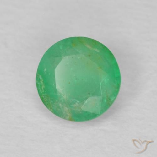 0.27 ct Green Emerald Stone, Natural Emerald in Round Facet Shape for Sale