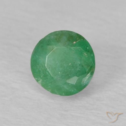 0.23 ct Green Emerald Stone, Natural Emerald in Round Facet Shape for Sale