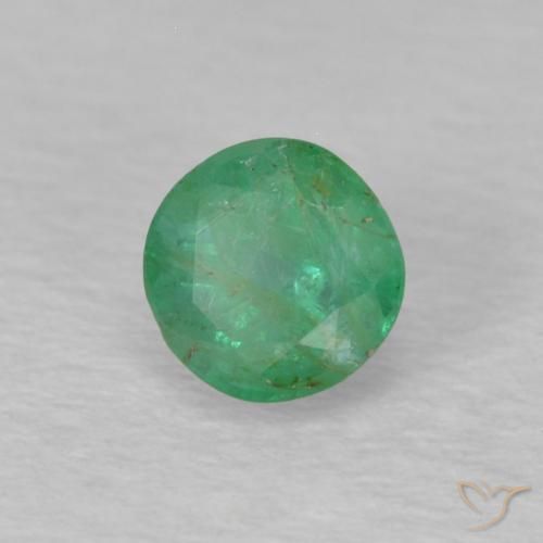 0.30 ct Green Emerald Stone, Natural Emerald in Round Facet Shape for Sale