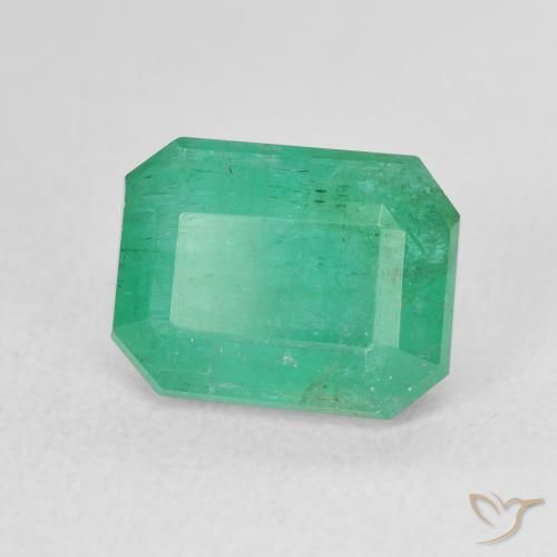4.17 ct Green Emerald Stone, Natural Emerald in Octagon Step Cut Shape for Sale