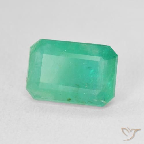 3.46 ct Green Emerald Stone, Natural Emerald in Octagon Step Cut Shape for Sale
