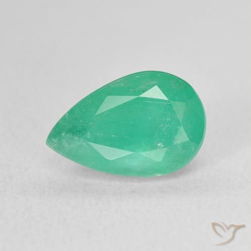 2.22 ct Green Emerald Gemstone, Emerald Gem in Pear Facet Shape for Sale.
