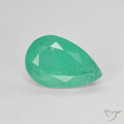 2.22 ct Green Emerald Stone, Natural Emerald in Pear Facet Shape for Sale